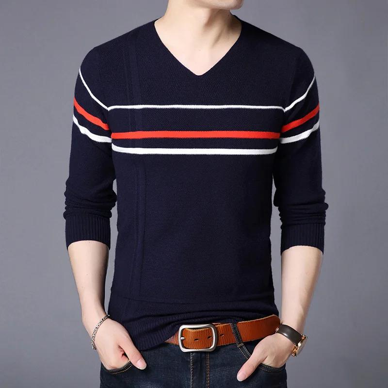 Fashion Sweaters Winter Men Pullover Smart Casual Autumn Homme Slim Keep Warm Male Sweaters Bottoming shirt V-Neck